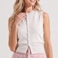 Sleeveless Button-Front Knit Cardigan Vest