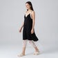 Sleeveless Slip Dress with Lace Trim V Neck and Midi Length