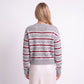 Striped Crewneck Button-Front Cardigan Sweater