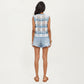 Sleeveless Striped Crochet Knit Vest with Tie Front and Open Stitch Design