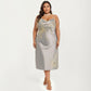 Plus Size Satin Floral Slip Nightgown with Adjustable Spaghetti Straps Cowl Neck Midi Length Sleepwear Dress
