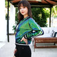 Striped Long Sleeve Sequin Varsity Jacket