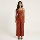 Sleeveless Polka Dot Wide Leg Jumpsuit with Spaghetti Straps Smocked Bodice Relaxed Fit