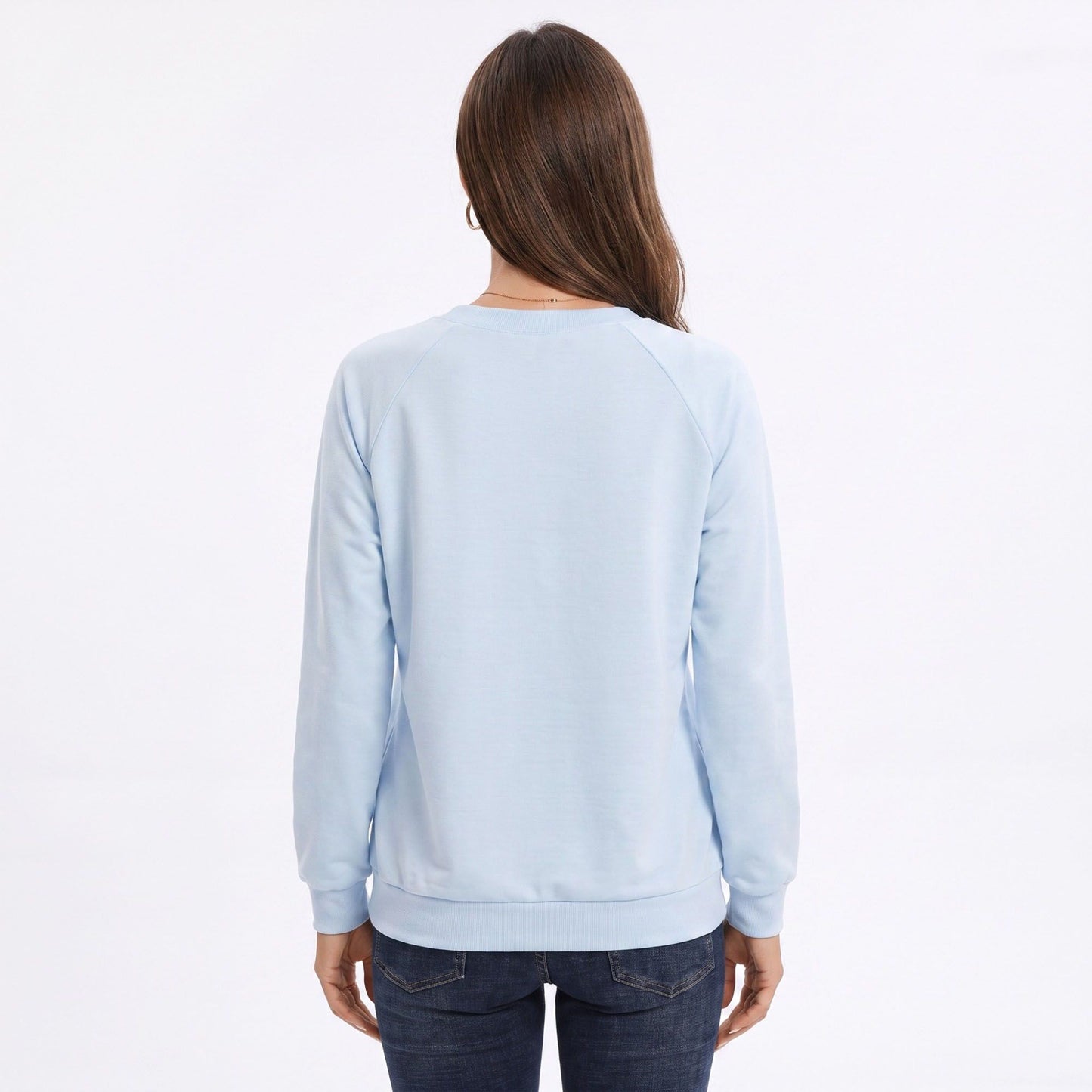 Long Sleeve V-Neck Sweatshirt with Raglan Sleeves
