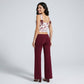 Foldover Waistband Full-Length Wide-Leg Trousers
