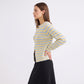 Striped Ribbed Crewneck Button Front Cardigan Sweater