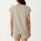 2-Piece Set Short Sleeve V Neck Top and Drawstring Shorts with Pockets Relaxed Fit Lounge Set