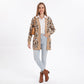Animal Print Long Open Front Cardigan with Pockets