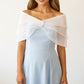 Sheer Organza Shoulder Shawl with Layered Ruffle Trim and Elegant Off-Shoulder Drape 14IN
