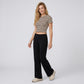Foldover Waistband Wide-Leg Lounge Trousers