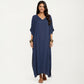 V-Neck Maxi Swim Cover Up Dress Loose Short Sleeve Lightweight Beach Caftan