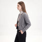 Cropped Crewneck Button-Front Cardigan Sweater