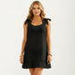 Sleeveless Swim Cover Up Dress with Tie Shoulder Straps and Ruffle Hem Detail