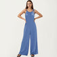 Tie Strap Wide Leg Jumpsuit with Soft Satin Finish
