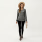 Long Sleeve V-Neck Top with Side Drawstring Ruched Hem