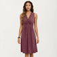 Sleeveless V Neck Midi Dress with Front Twist Detail and Flowy A Line Silhouette
