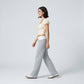 Contrast Foldover Waistband Full-Length Wide-Leg Trousers