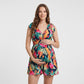 Tropical Print Maternity Romper with V-Neck and Smocked Empire Waist