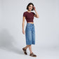 High-Waisted Cropped Wide-Leg Denim Trousers