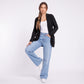Open Front Ribbed Knit Cardigan with Pockets