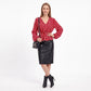 Checkered Peplum Blouse V Neck Long Sleeve Casual Top