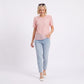 Sheer Floral Embroidered Top Pearl Neckline Short Sleeve Blouse