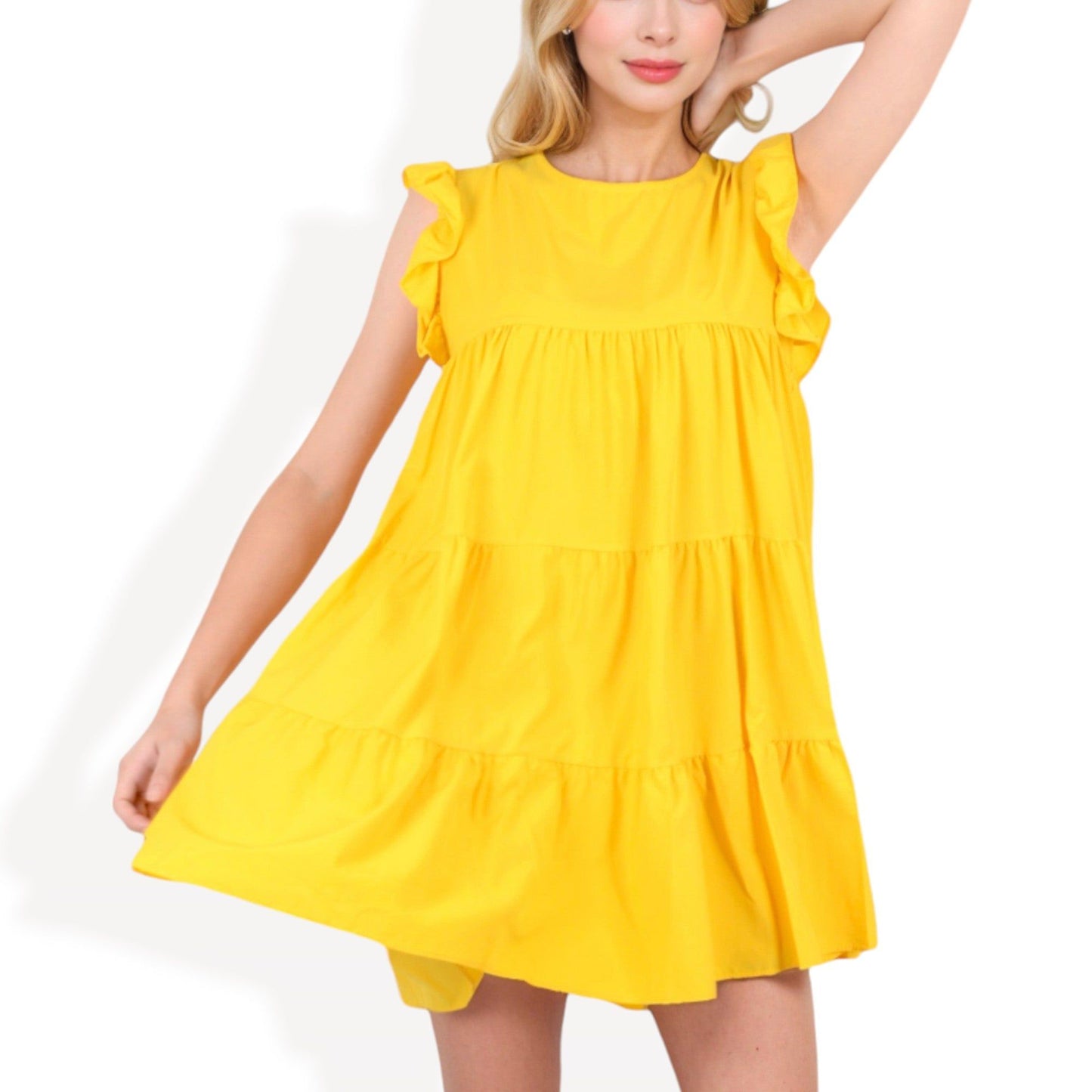 Sleeveless Ruffle Trim Tiered Babydoll Dress for Summer