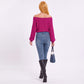Off Shoulder Pointelle Knit Long Sleeve Sweater