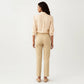 Striped Button Down Blouse with Collared Neckline and Puff Sleeves
