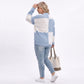 Plus Size Colorblock Pointelle Crewneck Sweater
