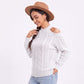 Mock Neck Cold Shoulder Cable Knit Long Sleeve Pullover Sweater