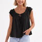 Ruffle Sleeve Blouse Smocked Neck Tie Front Flowy Top