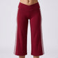 Crossover Waistband Side-Stripe Cropped Wide-Leg Trousers