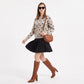 Polka Dot Crewneck Long Sleeve Pullover Sweater