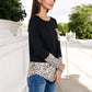 Long Sleeve Leopard Print Color Block Top with Sequins