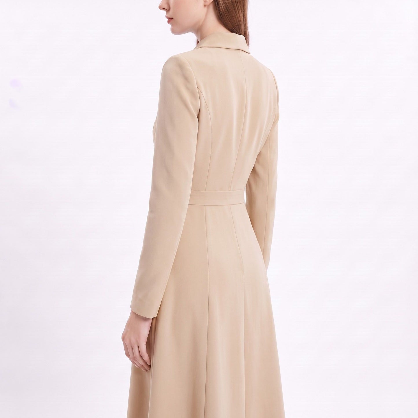 Long Sleeve Double Breasted Blazer Midi Dress with Notched Lapels
