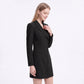 Long Sleeve Button Front Blazer Dress with Notched Collar