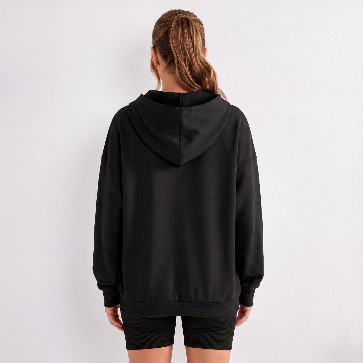 Snap Button Hooded Long Sleeve Pullover Sweatshirt