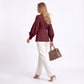 Puff Sleeve Peplum Blazer with Stand Collar and Button Front