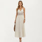 Boho Crochet Lace Inset Maxi Dress with Keyhole Back