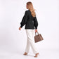 Puff Sleeve Peplum Blazer with Stand Collar and Button Front