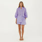 2-Piece Pajama Set Button Down Pajama Shirt and Shorts Long Sleeve Textured Stripe Printed