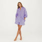 2-Piece Pajama Set Button Down Pajama Shirt and Shorts Long Sleeve Textured Stripe Printed