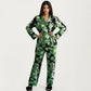 2-Pc Set Button Down Pajama Shirt and Pants Long Sleeve Floral Printed Lounge Sleepwear Set