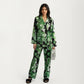 2-Pc Set Button Down Pajama Shirt and Pants Long Sleeve Floral Printed Lounge Sleepwear Set