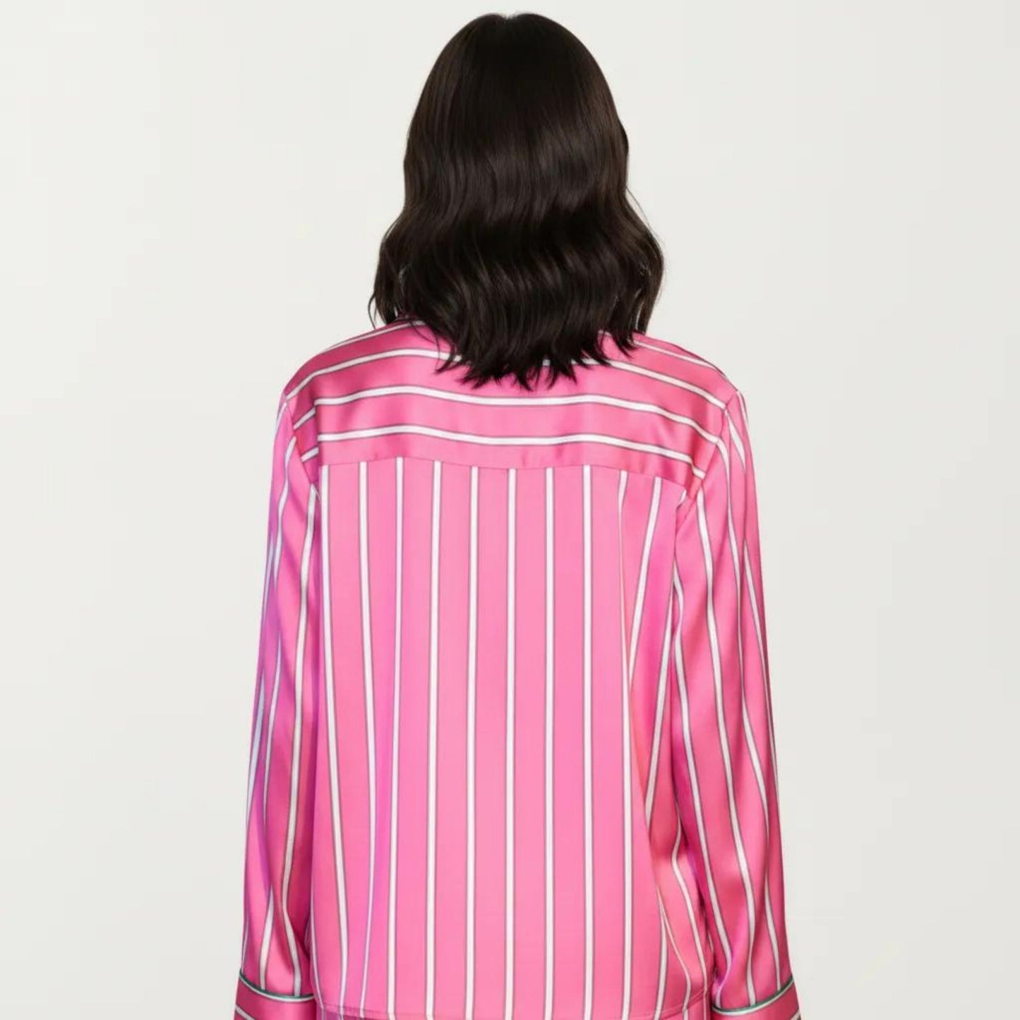 2-Piece Set Button Down Pajama Shirt and Pants Long Sleeve Striped Lounge Sleepwear Set