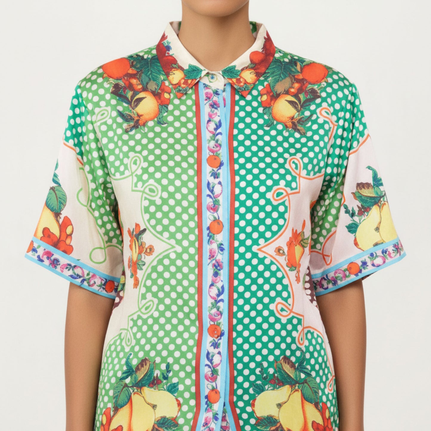 2-Piece Set Button Down Pajama Shirt and Wide Leg Pants Printed Short Sleeve Sleepwear Set