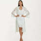 2-Piece Set Smooth Sleepwear Slip Dress with Sheer Lace Long Robe Open Front Nightgown Set