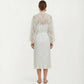 2-Piece Set Smooth Sleepwear Slip Dress with Sheer Lace Long Robe Open Front Nightgown Set