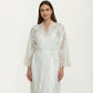 2-Piece Set Smooth Sleepwear Slip Dress with Sheer Lace Long Robe Open Front Nightgown Set
